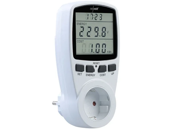 Revolt Stromverbrauchsmessgerät:2er-Set Digitale Energiekostenmesser Mit XXL Jumbo Display 5