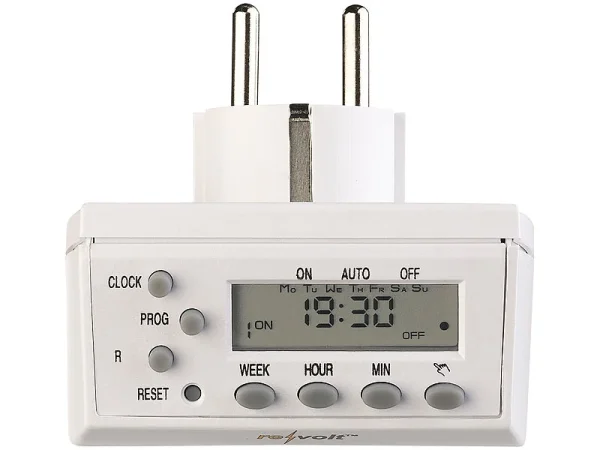 Revolt Steckdose Timer:2er-Set Kompakte Digitale Zeitschaltuhren Mit LCD-Display 8