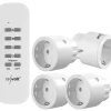 Revolt Funkstecker:4er-Set Mini-Funksteckdosen Mit Fernbedienung, Bis 2.300 Watt, 50 M 37