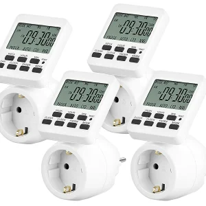 Revolt Zeitschalt-Uhren:4er-Set Digitale Zeitschaltuhren Mit 180° Rotierbarem LCD-Display 16