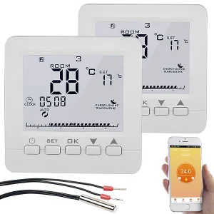 Revolt Wandthermostat:2er-Set WLAN-Thermostate Für Fußbodenheizung, Für Siri, Alexa & GA 13