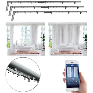 Carlo Milano Smarte Gardinenstange:3er-Set Teleskop-Gardinenstangen Elektr. Antrieb, WLAN&App, 172-306 Cm 19