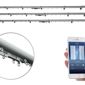 Carlo Milano Smarte Gardinenstange:3er-Set Teleskop-Gardinenstangen Elektr. Antrieb, WLAN&App, 172-306 Cm 21