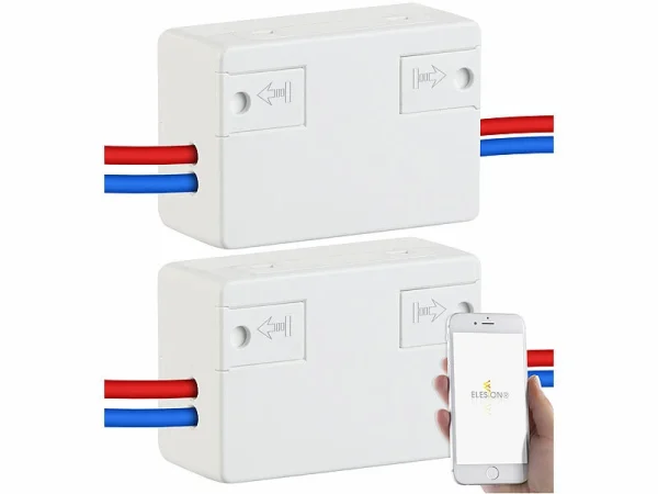 Luminea WLAN Schalter 230V:2er-Set WLAN-Schalter Für Licht, Für Amazon Alexa & Google Assistant 1