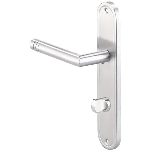 AGT Badezimmer-Türbeschläge:Edelstahl-Türbeschlag-Set Für Bad & WC, 2 Klinken, Versandrückläufer 15