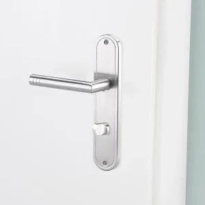 AGT Badezimmer-Türbeschläge:Edelstahl-Türbeschlag-Set Für Bad & WC, 2 Klinken, Versandrückläufer 17