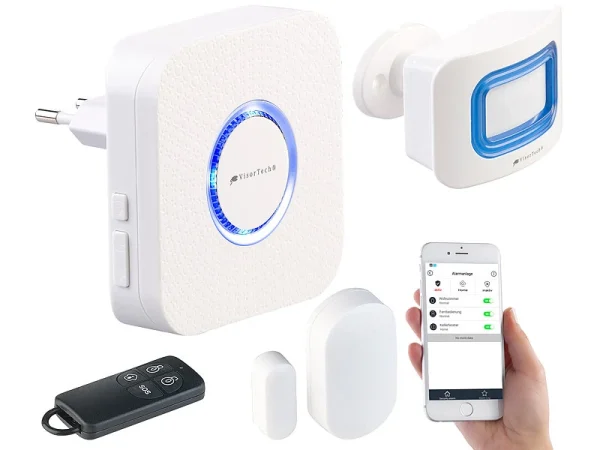 VisorTech WiFi Alarmanlage:4-teilige WLAN-Alarmanlage, Alexa-kompatibel, Für Bis 50 Sensoren, App 3