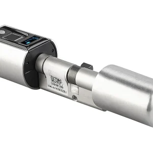 VisorTech Fingerprint Türschloss:Elektronischer Tür-Schließzylinder, Fingerprint, Transponder, Gateway 39