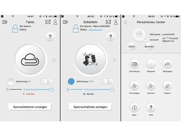 VisorTech Türzylinder:Elektronischer Tür-Schließzylinder, Transponder, Bluetooth & App, IP65 6