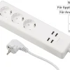 Luminea Home Control WLAN Steckerleiste:WLAN-Steckdosenleiste, 4x USB, Für Siri, Alexa & Google Assistant, 16A 25