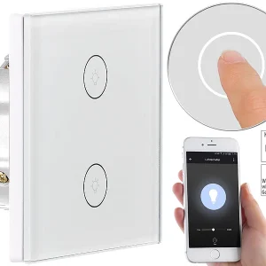 Luminea Home Control Alexa WiFi-Lichtschalter:Touch-Doppel-Lichttaster, Versandrückläufer 33