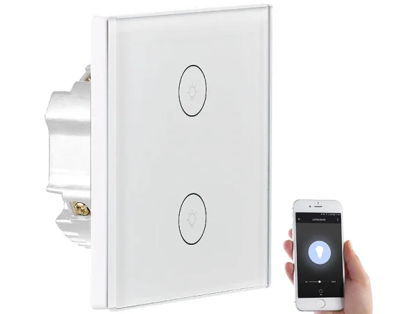 Luminea Home Control WiFi Taster:Touch-Doppel-Lichttaster, Amazon Alexa & Google Assistant Kompatibel 3
