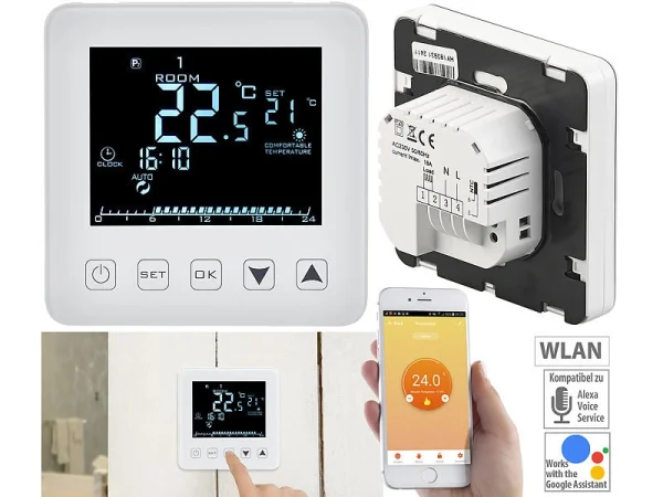 Revolt Temperaturregler:4er-Set WLAN-Thermostate Für Fußbodenheizungen, Für Siri, Alexa & GA 5