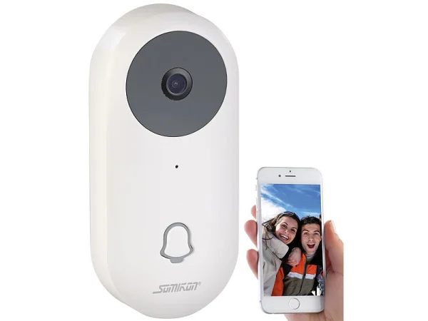 Somikon WLAN Klingel:WLAN-HD-Video-Türklingel Mit App, Gegensprechen, Inkl. Akku 5