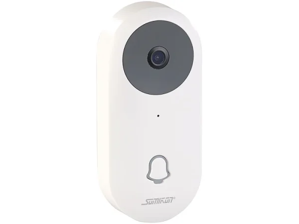 Somikon WLAN Klingel:WLAN-HD-Video-Türklingel Mit App, Gegensprechen, Inkl. Akku 6