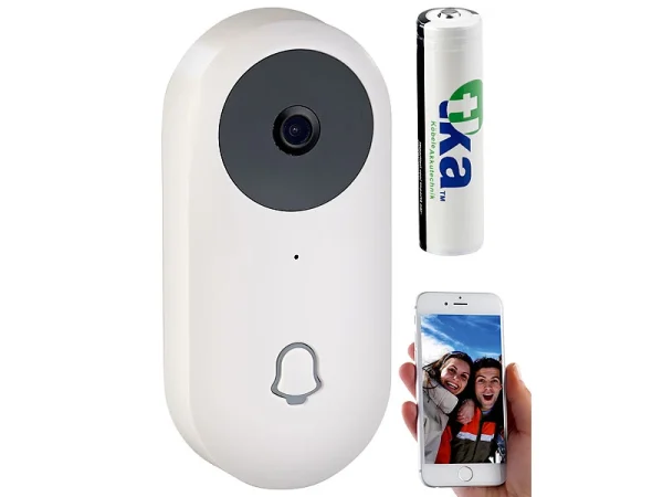 Somikon WLAN Klingel:WLAN-HD-Video-Türklingel Mit App, Gegensprechen, Inkl. Akku 3