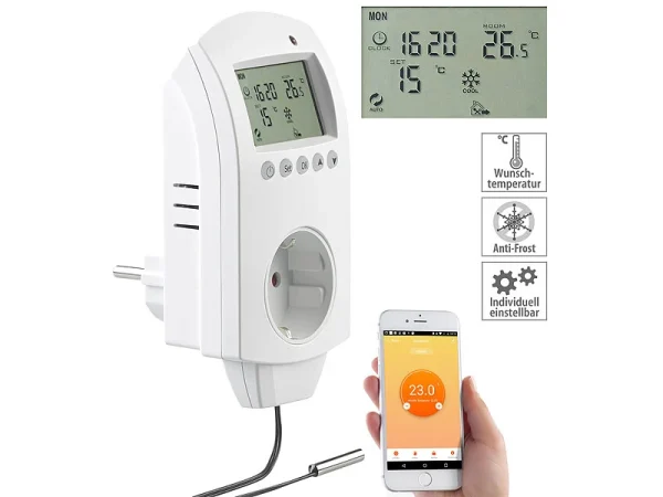 Revolt Thermostat Alexa:WLAN-Steckdosen-Thermostat Für Heizgeräte, App, Versandrückläufer 3