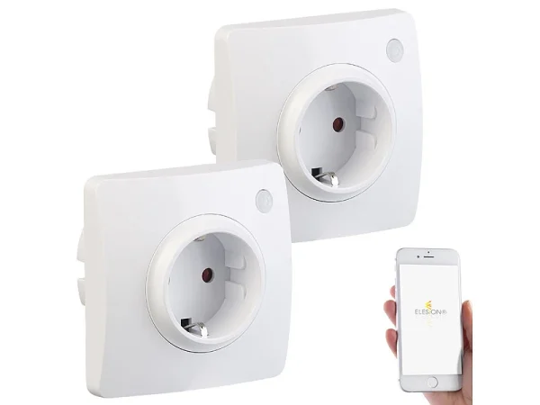 Luminea Home Control Smart-WiFi-Steckdose:2er-Set WLAN-Unterputz-Steckdosen, Kompatibel Mit Amazon Alexa 1