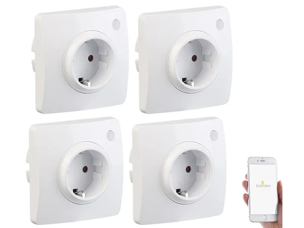 Luminea Home Control WiFi-Steckdose Alexa:4er-Set WLAN-Unterputz-Steckdosen, Kompatibel Mit A. Alexa & Google A. 1