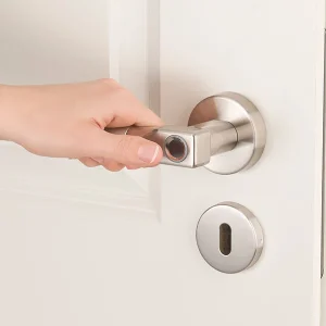 VisorTech Elektronischer Türgriff:Sicherheits-Türbeschlag, Fingerprint-Scanner & Transponder, DIN Rechts 22