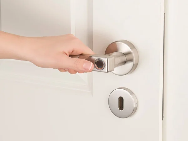 VisorTech Elektronischer Türgriff:Sicherheits-Türbeschlag, Fingerprint-Scanner & Transponder, DIN Rechts 6