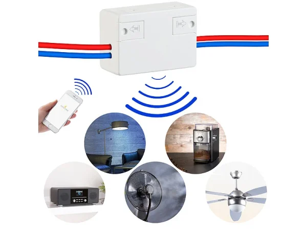 Luminea WLAN Schalter 230V:2er-Set WLAN-Schalter Für Licht, Für Amazon Alexa & Google Assistant 4