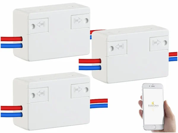Luminea Home Control WLAN Relais:3er-Set WLAN-Schalter Für Licht & Co., Für Alexa & Google Assistant 1