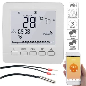 Revolt Wandthermostat:2er-Set WLAN-Thermostate Für Fußbodenheizung, Für Siri, Alexa & GA 25