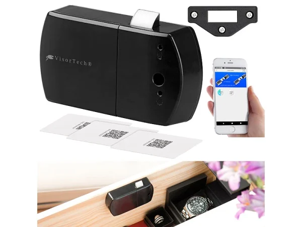 VisorTech Schrankschloss:Schubladen- & Schranktüren-Schloss Mit RFID-Schlüssel, Bluetooth, App 1