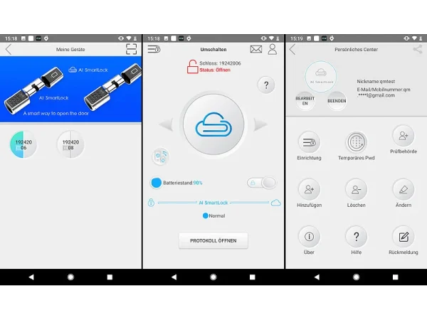 VisorTech Elektronisches Schloss:5er-Set Schubladen- & Schranktüren-Schloss Mit RFID-Schlüssel, BT, App 9