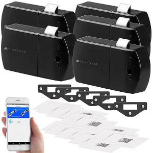 VisorTech Elektronisches Schloss:5er-Set Schubladen- & Schranktüren-Schloss Mit RFID-Schlüssel, BT, App 19