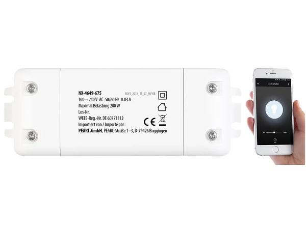 Luminea Home Control WiFi Dimmer:WLAN-Schalter Mit Dimmer-Funktion, Für Siri, Alexa & Google Assistant 4