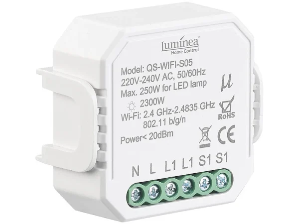 Luminea Home Control WLAN Wechselschalter:WLAN-Unterputz-Lichtschalter, App, Für Siri, Alexa & Google Assistant 1
