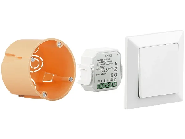 Luminea Home Control WLAN Wechselschalter:WLAN-Unterputz-Lichtschalter, App, Für Siri, Alexa & Google Assistant 4