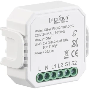 Luminea Home Control Dimmer-Schalter LED:4er-Set WLAN-Unterputz-2-Kanal-Lichtschalter & -Dimmer, App 9