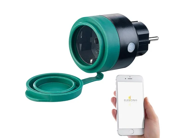 Luminea Home Control Zeitschaltuhr Außen:2er-Set Outdoor-WLAN-Steckdosen F. Alexa, Siri & Google Assistant, 16A 12