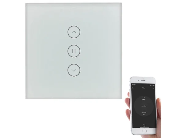 Luminea Home Control WiFi Rolladenschalter:2er-Set Rollladen-Touch-Unterputz-Steuerung, App & Sprachsteuerung 11