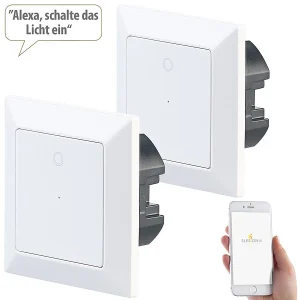 Luminea Home Control Elesion Schalter:2er-Set WLAN-Lichttaster, App, Komp. Zu Siri, Alexa & Google Assistant 13