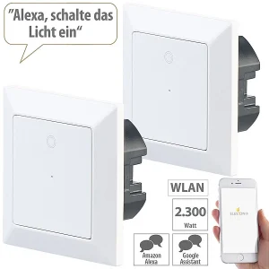 Luminea Home Control Elesion Schalter:2er-Set WLAN-Lichttaster, App, Komp. Zu Siri, Alexa & Google Assistant 11