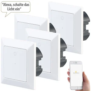 Luminea Home Control Lichtschalter:4er-Set WLAN-Lichttaster, App, Komp. Zu Siri, Alexa, Google Assistant 14