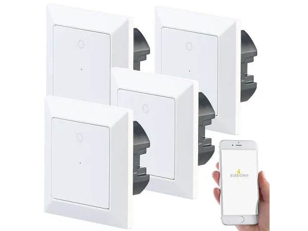 Luminea Home Control Lichtschalter:4er-Set WLAN-Lichttaster, App, Komp. Zu Siri, Alexa, Google Assistant 1