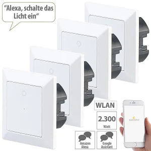 Luminea Home Control Lichtschalter:4er-Set WLAN-Lichttaster, App, Komp. Zu Siri, Alexa, Google Assistant 12