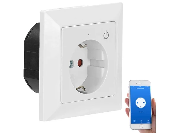 Luminea Home Control Steckdose Smart:WLAN-Unterputz-Steckdose Mit App, Für Siri, Alexa & GA, 10er Pack 14