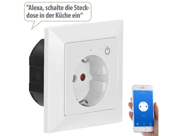 Luminea Home Control Steckdose Smart:WLAN-Unterputz-Steckdose Mit App, Für Siri, Alexa & GA, 10er Pack 13