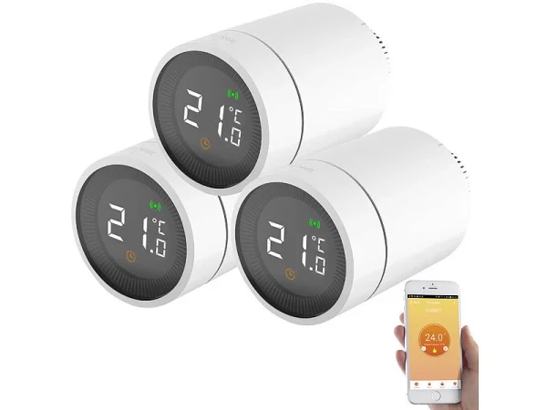 Revolt ZigBee Thermostat:3er-Set Smarte Heizkörperthermostate Mit App- Und Sprachsteuerung 3