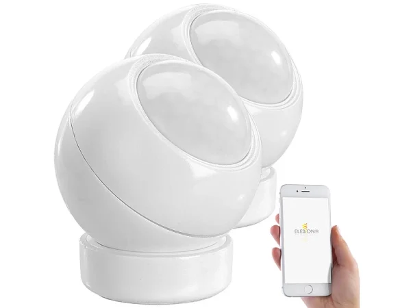 Luminea Home Control Dämmerungssensor:2er-Set WLAN-PIR-Bewegungsmelder Und Lichtsensor Mit App 3