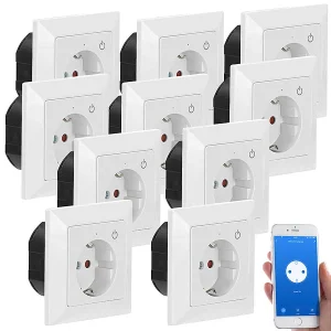 Luminea Home Control Steckdose Smart:WLAN-Unterputz-Steckdose Mit App, Für Siri, Alexa & GA, 10er Pack 17