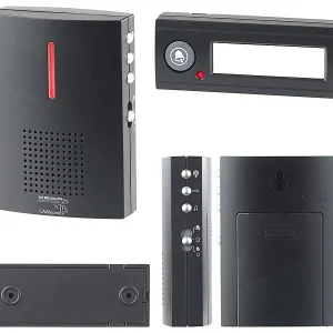 CASAcontrol Funkklingel:Funk-Türklingel, Licht- & Ton-Signal, 100 M Reichweite, IPX4, Schwarz 18