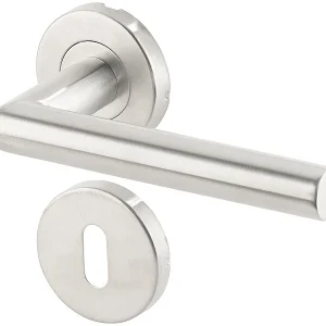 AGT Türklinke Modern:2er-Set Moderne Edelstahl-Türbeschläge, 4 Türklinken Und 12 Rosetten 14