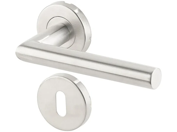 AGT Türklinke Modern:2er-Set Moderne Edelstahl-Türbeschläge, 4 Türklinken Und 12 Rosetten 5